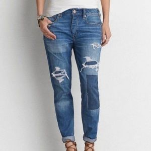 AMERICAN EAGLE AEO Tomgirl Patchwork Denim Jeans 0